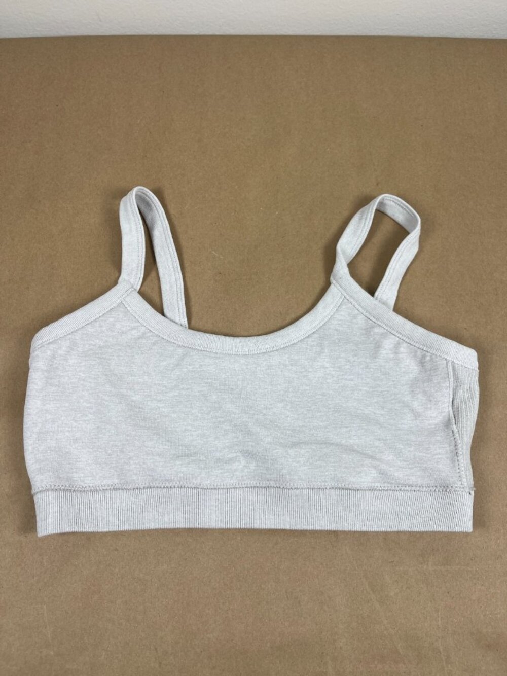 Roxy Women's Gray Seamless Bralette Sports Bra Ribbed Wireless Size L